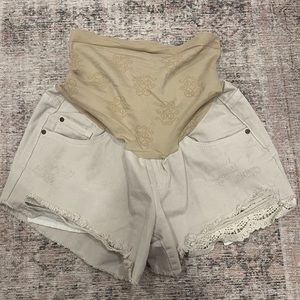Distressed Maternity Shorts, Jessica Simpson Maternity, Over the Belly Band